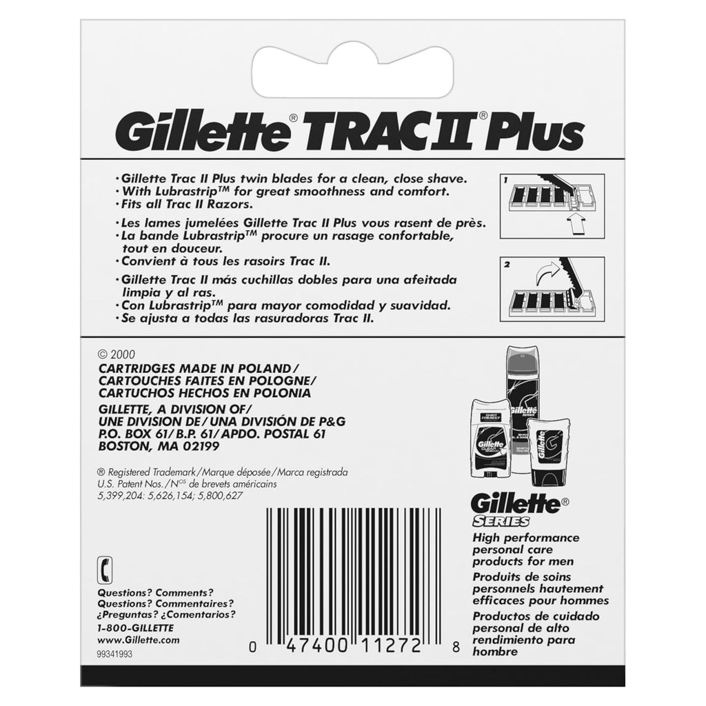 Gillette TRAC II Plus Mens Razor Blade Refills, 10 Count, Delivers a Clean, Close Shave