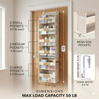 Upgraded 6 Tiers Over The Door Organizer Hanging - 100D Extra Thick & 50Lbs Huge Capacity, 12 Side Mesh Pockets Over The Door Shoe Organizer, Hanging Closet Organizer (Ivory, 1Pc)