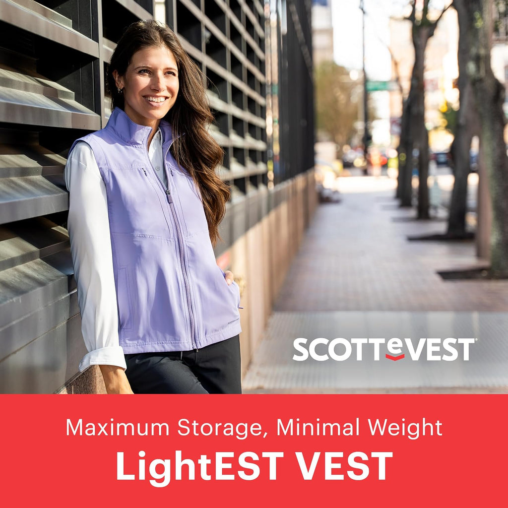 Scottevest Lightest Vest For Women - 16 Hidden Pockets - Lightweight Water Repellent For Travel & More