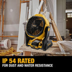 Dewalt 20V Max Portable Fan, Battery Powered Rechargeable Cordless Shop Fan, Up To 4.5 Hrs Runtime, Variable Speed, 650 Cfm, Tool Only (Dce512B)