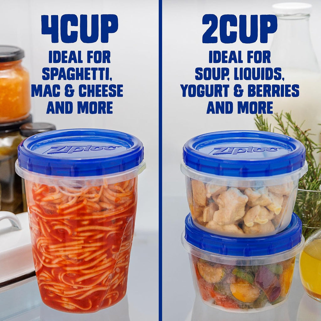 Ziploc Twist N Loc Food Storage Containers, Leak Resistant Design, Small Round, 9 Count