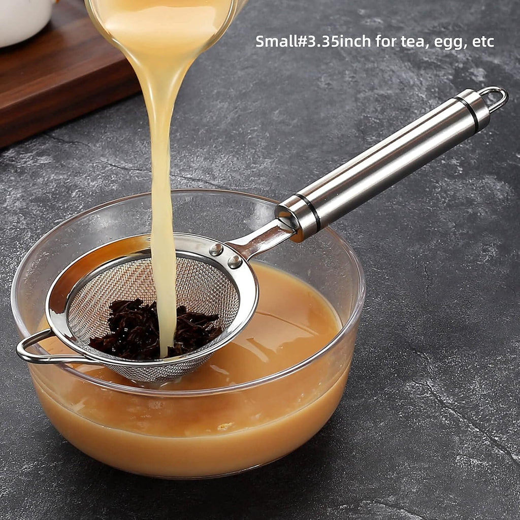 304 Stainless Steel Fine Mesh Strainers For Kitchen, Colander-Skimmer With Handle, Sieve Sifters For Food, Tea, Rice, Oil, Noodles, Fruits, Vegetable