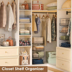 4-Tier Stackable Closet Organizers And Storage Shelves, Foldable Closet Shelf Organizer, Black(Patent Protection)(Patent No. 30022416)