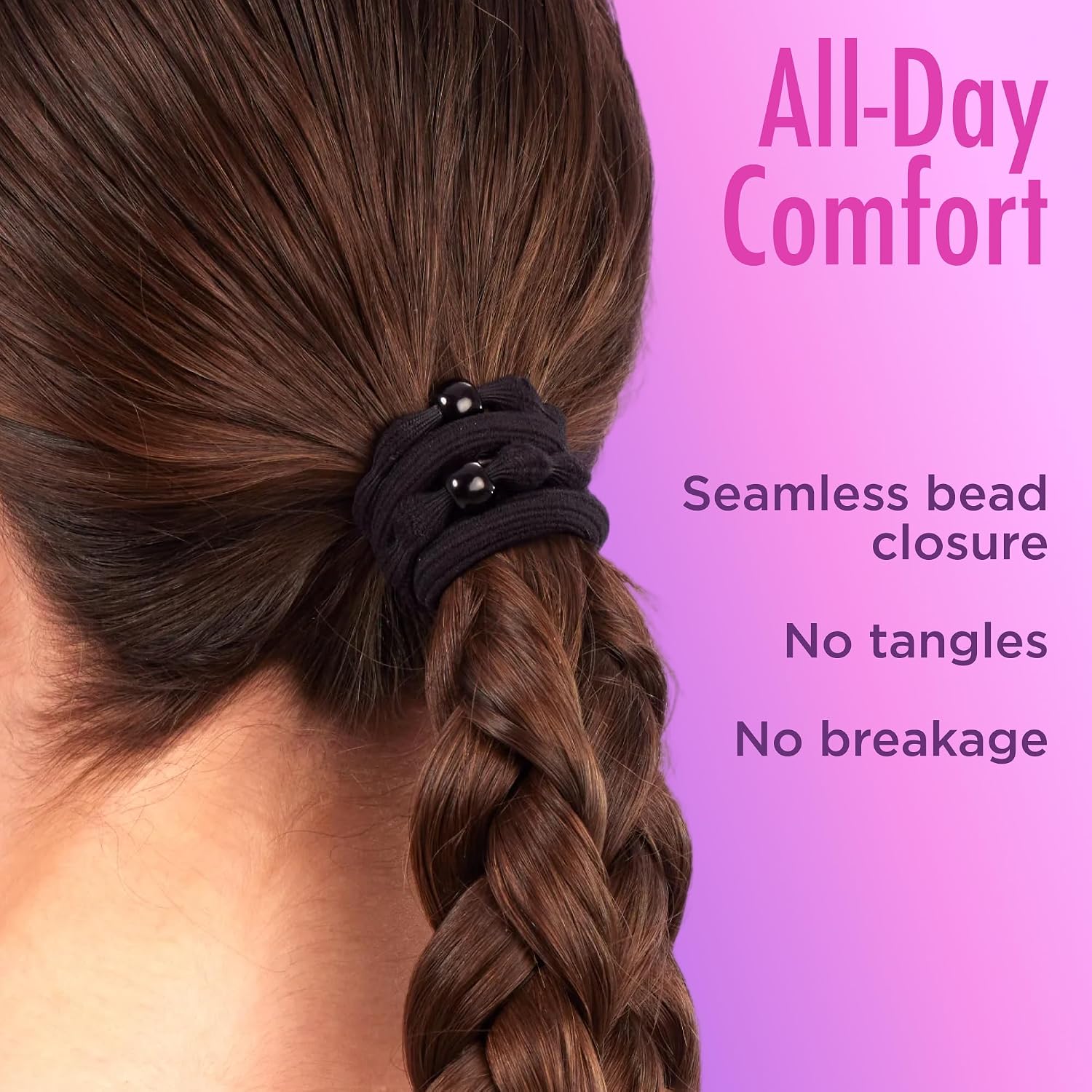 Goody Ouchless Forever Hair Elastics, 10 Ct, Black, Damage-Free Bands, 3X Stronger Elastic Ties, Retainable Shape, 16 Strand Inner Core, Styling Accessories For Women & Men, All Hair Types