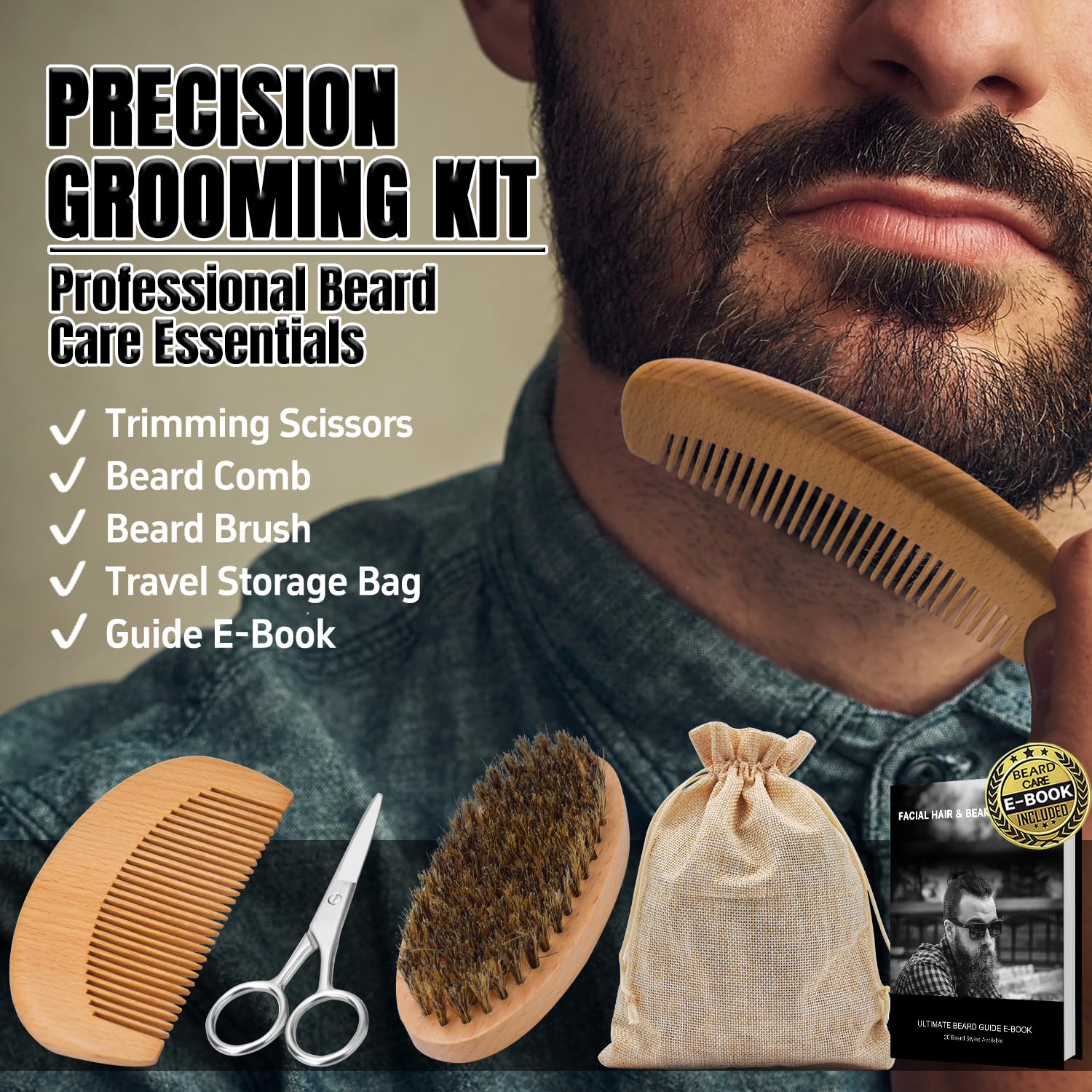 XIKEZAN Beard Kit for Men Grooming & Care w/Beard Conditioner, Wash, Oil, Balm, Brush, Comb,Birthday Fathers Valentines Easter Gifts for Men Him Dad Husband Boyfriend Mens Christmas Stocking Stuffers