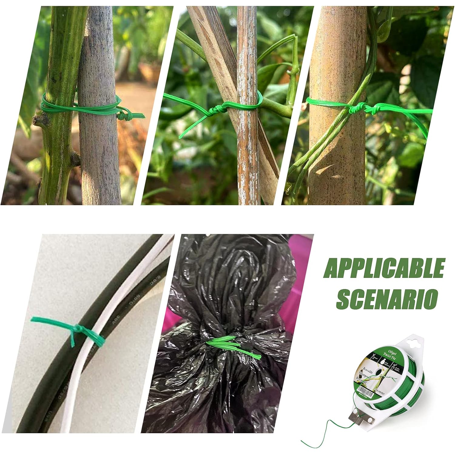 Green Garden Wire, Sturdy Plant Ties For Support With Cutter, 492Ft/150M, Indoor, Outdoor, Home And Office Use