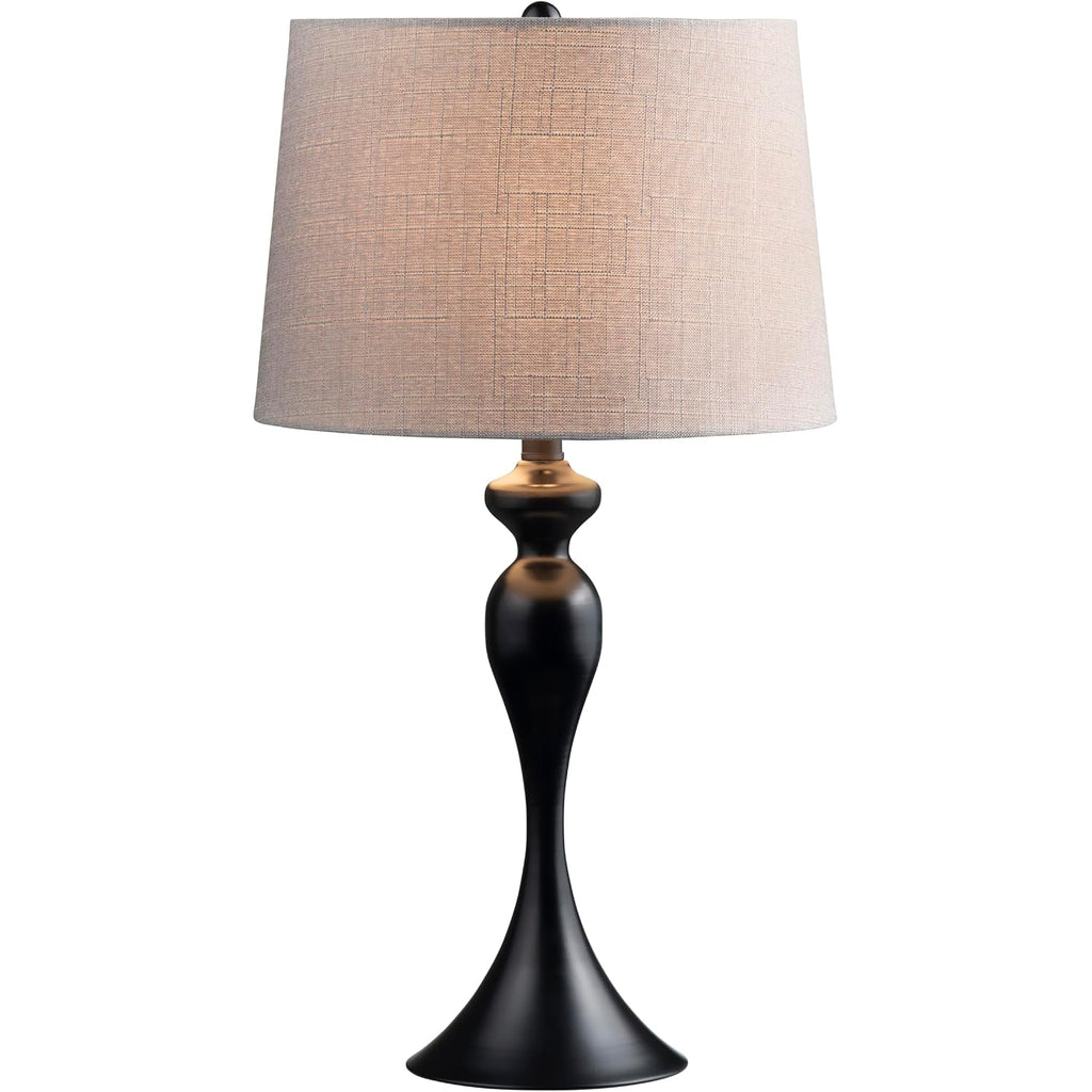 Crestview Collection 25.5" Set Of 2 25.5" Black Steel Table Lamp W/Grey Linen Shade