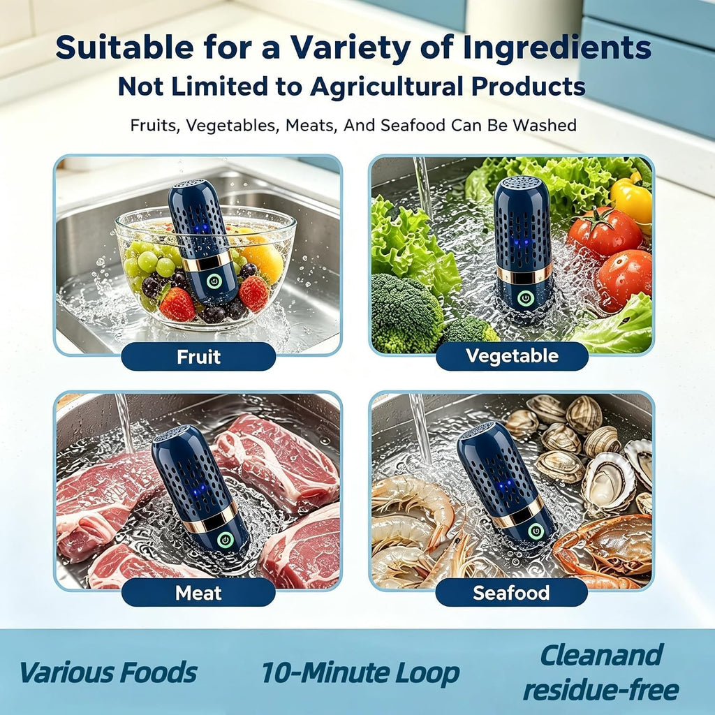 Purepod Produce Cleaner, Fruit And Vegetable Cleaner With Oh-Ion Technology | Ipx7 Wireless Food Purifier, 10 Min Auto Clean For Fruits, Veggie, Grains, Meat, Seafood