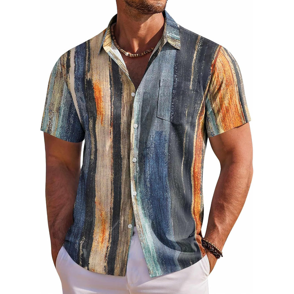 Coofandy Men'S Hawaiian Shirt Short Sleeve Floral Button Down Shirts Tropical Holiday Beach Shirts