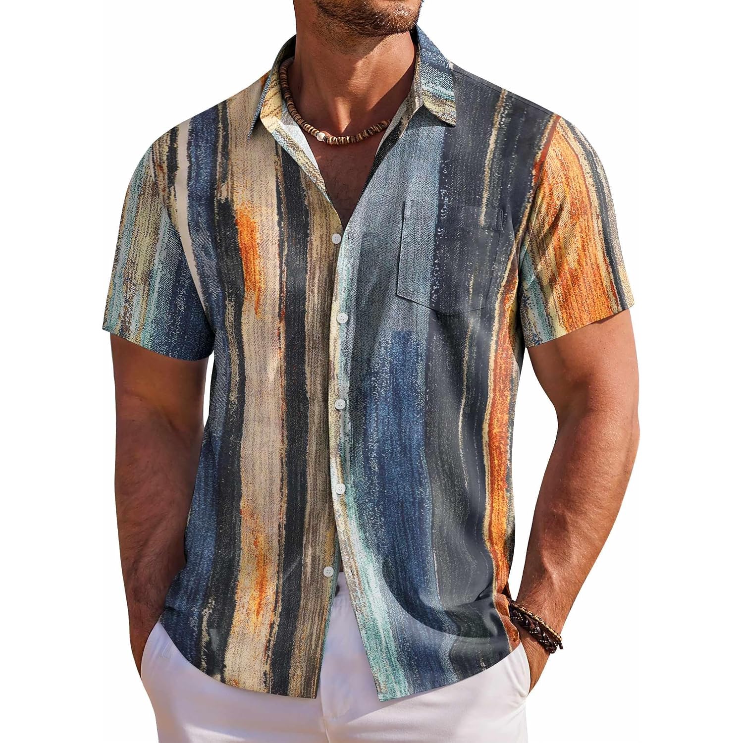 Coofandy Men'S Hawaiian Shirt Short Sleeve Floral Button Down Shirts Tropical Holiday Beach Shirts
