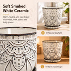 Gepege 6 Inch Beaded Ceramic Planter Set Of 2 With Drainage Hole And Saucer For Plants, Indoor-Outdoor Large Round Succulent Orchid Flower Pot (Smoked Gray, Inner-Pots Not Larger Than 5 Inch)