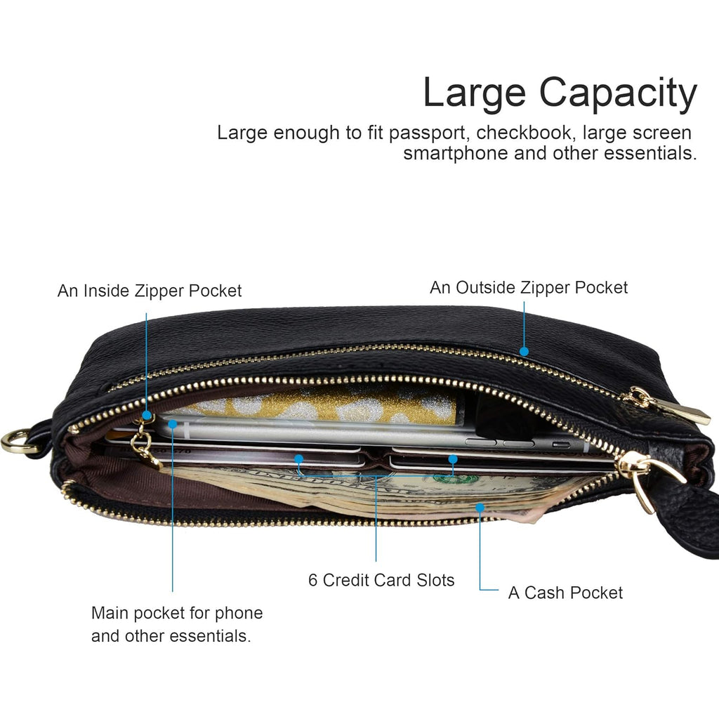 befen Genuine Leather Wristlet Clutch RFID Blocking Bag Cell Phone Wallet Purse Wristlet Wallet Purses and Handbags for Women