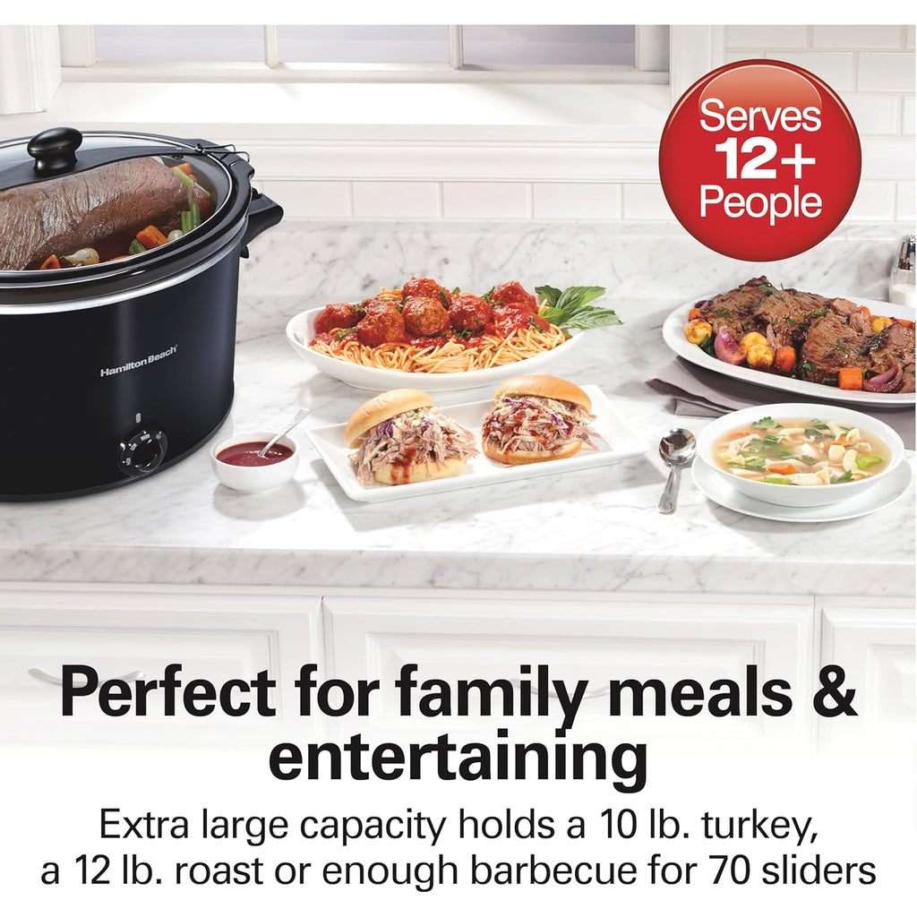 Hamilton Beach Slow Cooker, Extra Large 10 Quart, Stay or Go Portable With Lid Lock, Dishwasher Safe Crock, Black (33195)