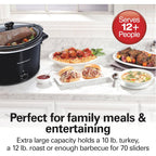 Hamilton Beach Slow Cooker, Extra Large 10 Quart, Stay or Go Portable With Lid Lock, Dishwasher Safe Crock, Black (33195)