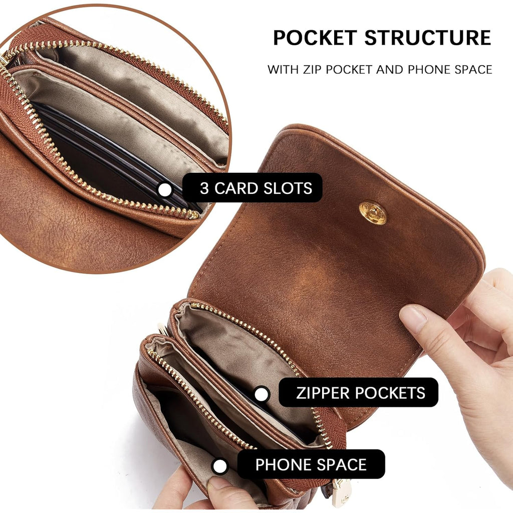 BOSTANTEN Vegan Leather Crossbody Bags for Women Designer Cell Phone Bag Wallet Purses Adjustable Strap