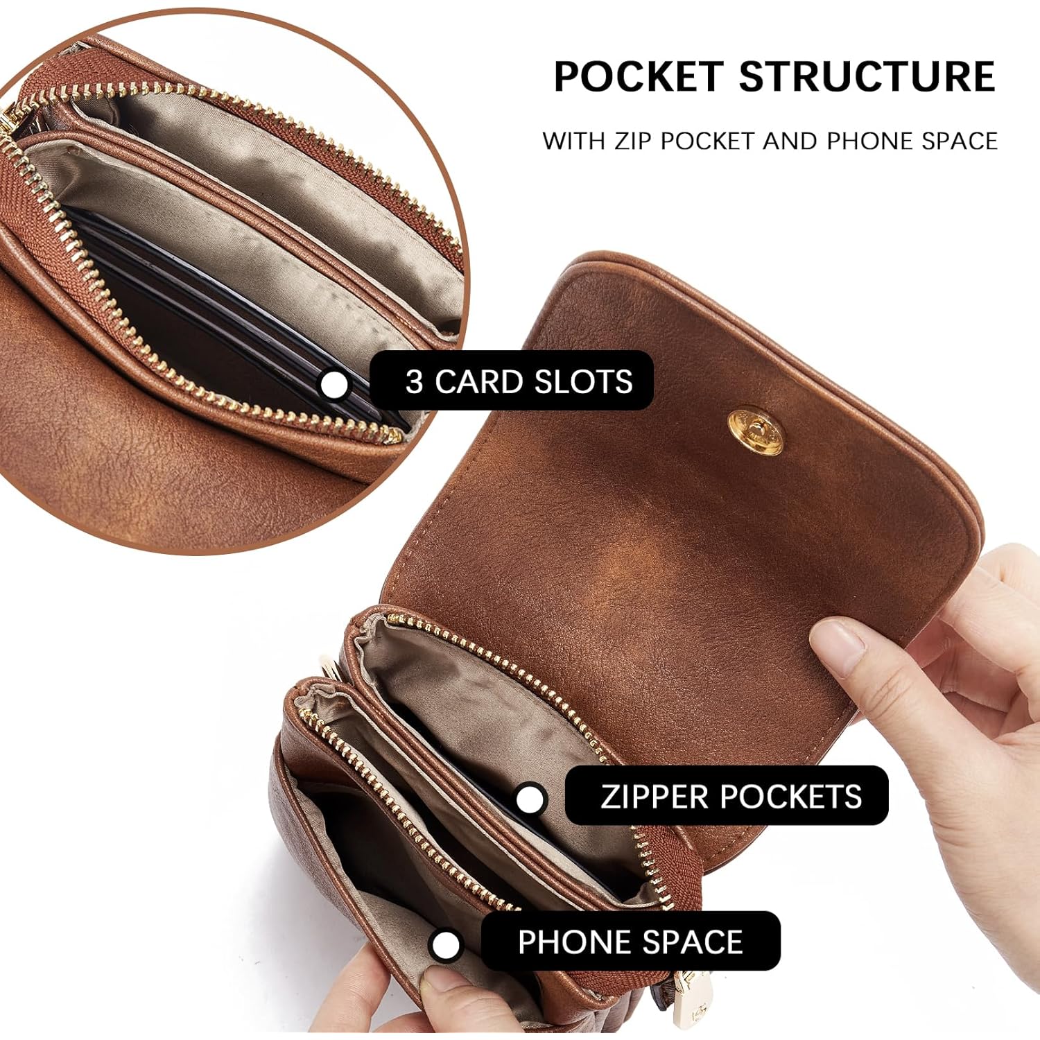 BOSTANTEN Vegan Leather Crossbody Bags for Women Designer Cell Phone Bag Wallet Purses Adjustable Strap