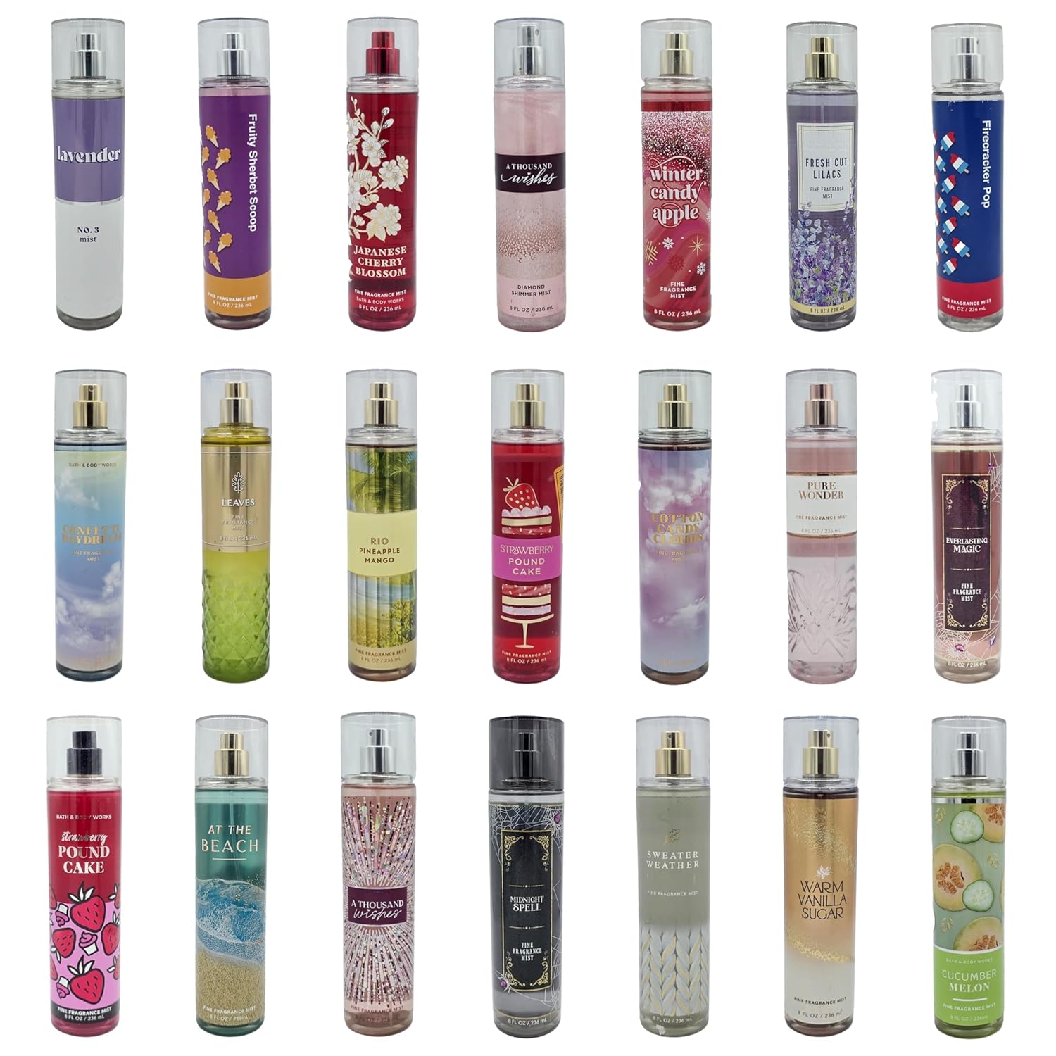 Bath & Body Works 3 Pack Assorted Fine Fragrance Mist Gift Bundle