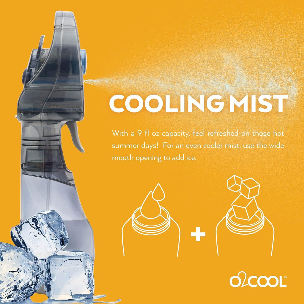 O2Cool Deluxe Handheld Misting Fan Battery Powered Grey | Yes