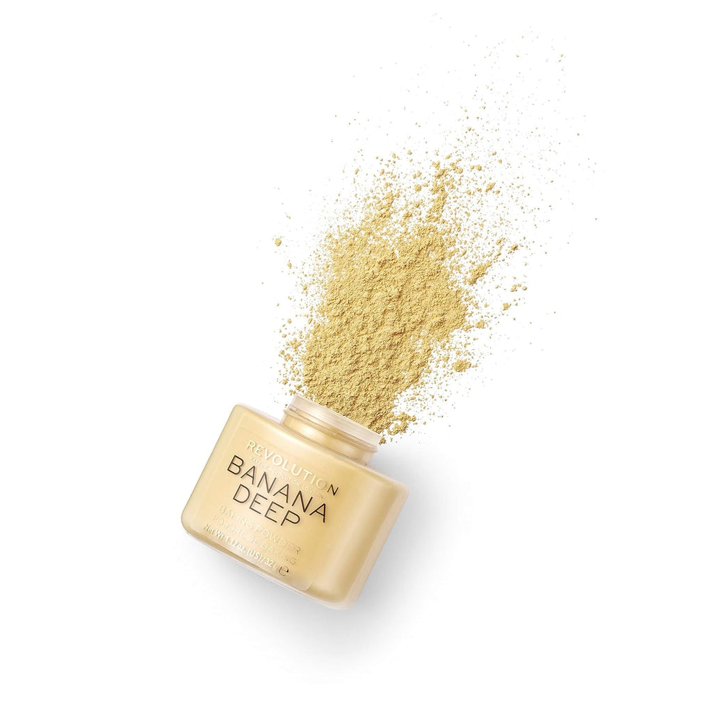 Revolution, Loose Baking Powder, Makeup Setting Powder, Long-Lasting Coverage, Mattifies & Reduces Shine, Banana Deep, 1.12 oz