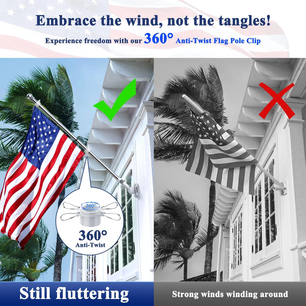 Phitric Flag Pole, Tangle Free Spinning Stainless Steel Rustproof Flagpole For 3X5 Sports Fan Outdoor Flags For Outside House (Silver, 5Ft, Without Bracket)