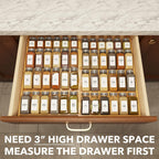 Spaceaid Bamboo Spice Drawer Organizer, (Need 3" Deep Drawer) Expandable 4 Tier Spices Rack For Cabinet, Kitchen Seasoning Storage Insert (Jars Not Included, From 12" To 23" Wide)