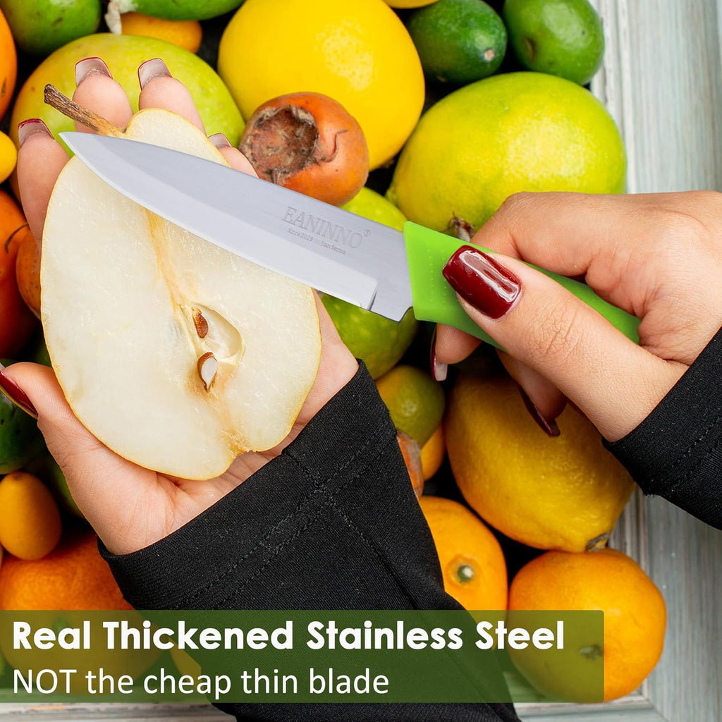Paring Knife, 4 inch Kitchen Knives Set with Cover Small Knife for Fruit Peeling Vegetable Stainless Steel with Sheath Ergonomic Handle