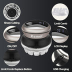 Kemei Professional Hair Clippers For Men, Automatic Circular Hair Trimmer, Cordless Self-Haircut Kit With Led Display, Km-887 Silvery