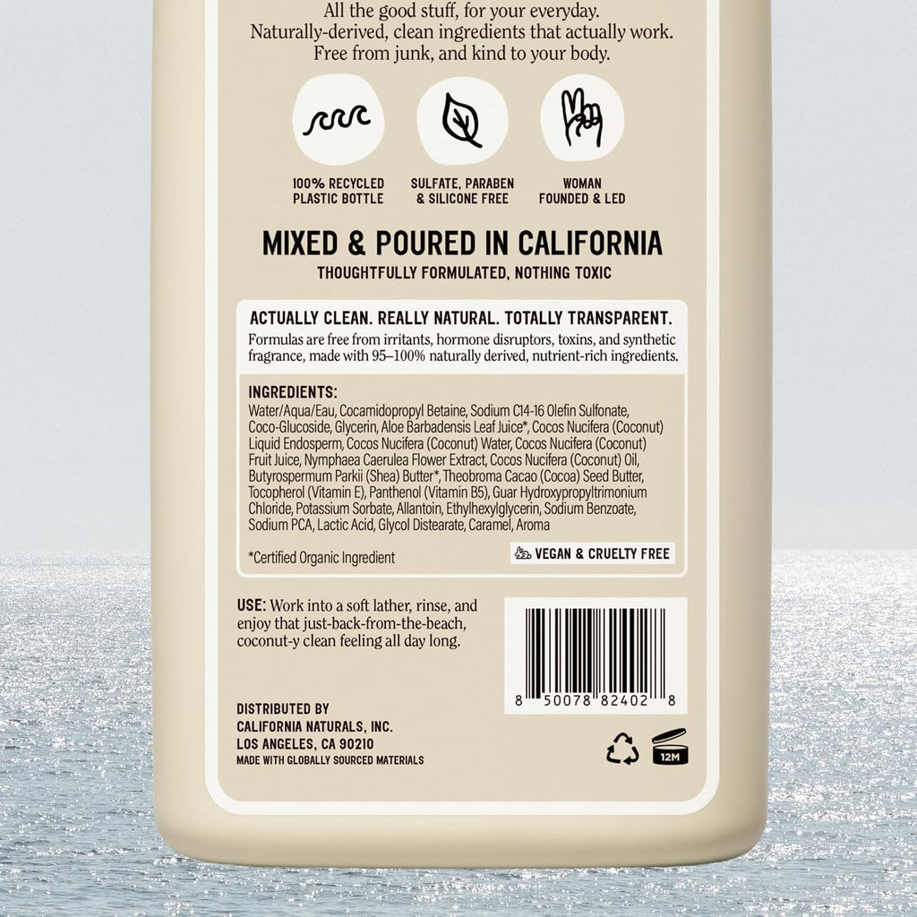 California Naturals Classic Clean Toasted Coconut Body Wash 2-Pack, Coconut Oil, Shea Butter & Aloe, Naturally Scented, Sulfate, Paraben & Silicone Free, 20 Oz