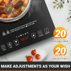 Amzchef Portable Induction Cooktop, 20 Temperature & Power Levels, 1800W | Induction Stove Burner With 6.8" Heating Coil, Low Noise Hot Plate, Single Electric Cooktops, 120°F To 465°F, 4 Hour Timer