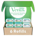 Gillette Venus Extra Smooth 4 count, plus Gillette Venus Extra Smooth Sensitive 2 count, 5-Bladed Women's Razor Blade Refills