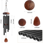 Large Aluminium Wind Chimes 37" To Create A Zen Atmosphere Suitable For Outdoor, Garden, Patio Decoration. Classic Black Wind Chime With Wind Catcher Suitable As A Gift For Mom Neighbor Unisex
