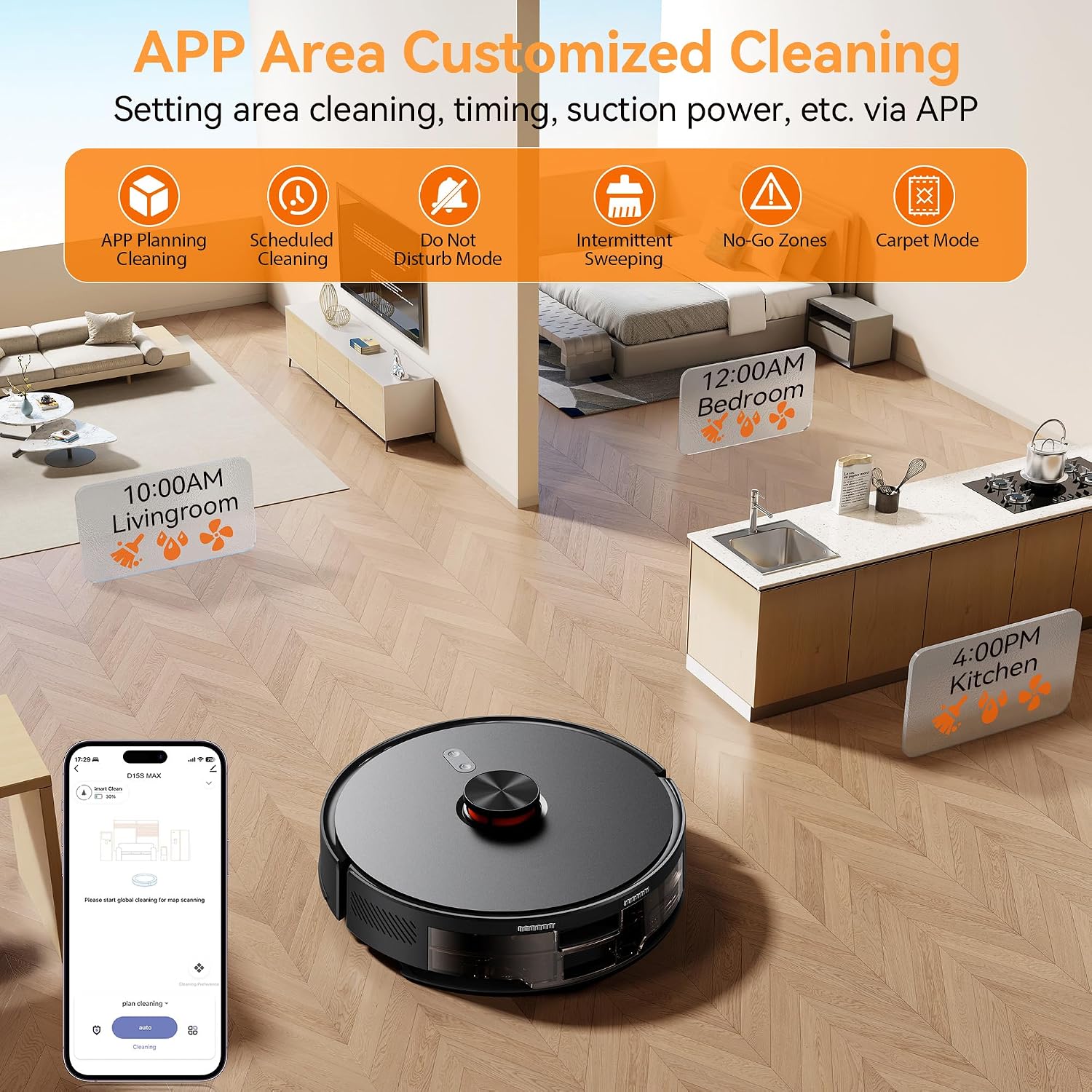 Robot Vacuum And Mop Combo, 90-Day Self-Emptying, 10,000 Pa Suction, With Dtof & Laser Navigation & Smart Mapping, Anti-Tangle, 160-Min Runtime, Ideal For Hard Floors, Pet Hair & Carpets
