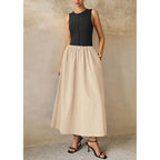 Prettygarden Maxi Dresses For Women 2026 Summer Casual Sleeveless Patchwork Flowy Vacation Sundress Knit Long Work Tank Dress
