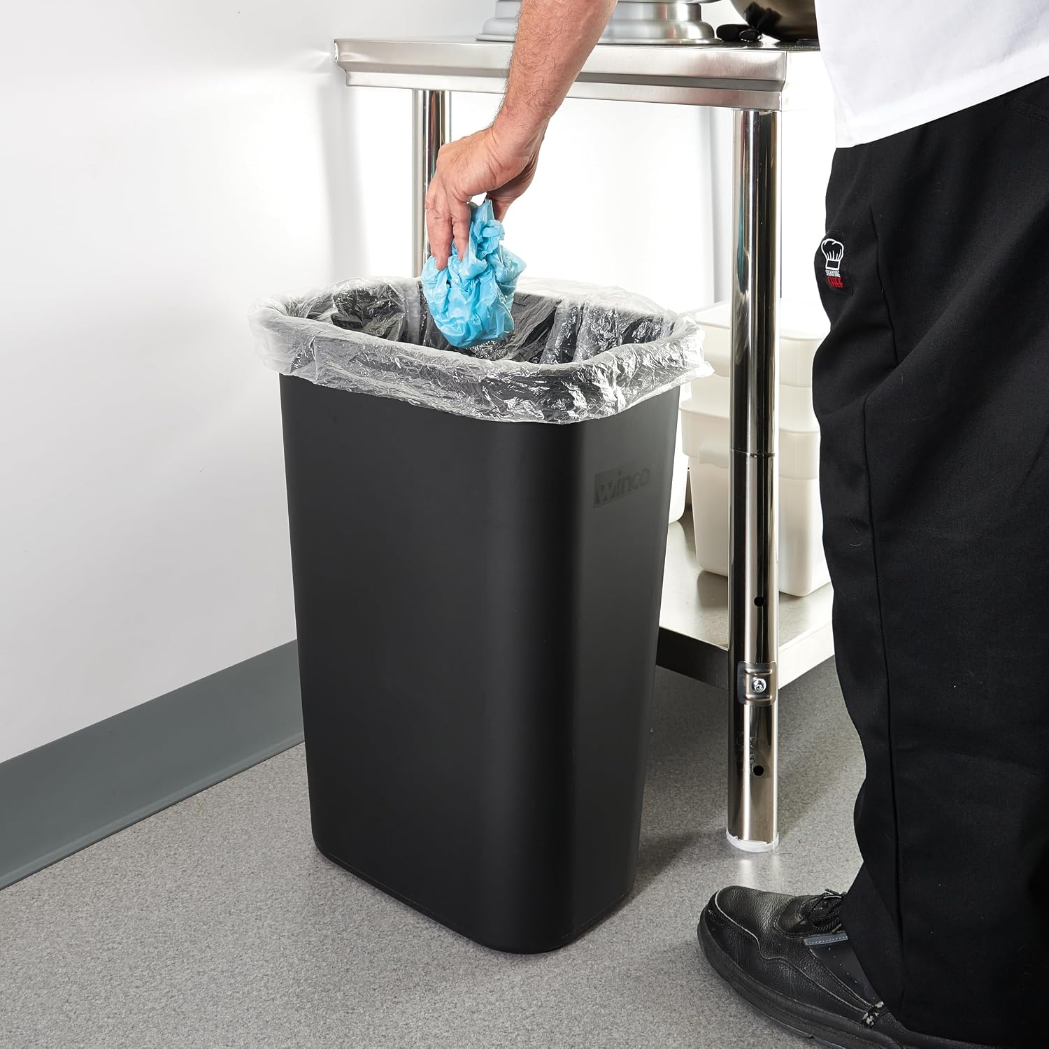 Winco Waste Basket For Home And Office, 10 Gallon, Black