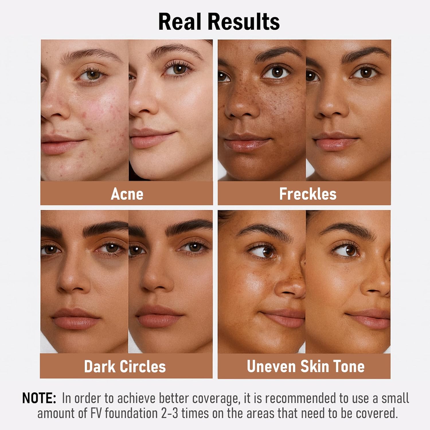 FV 2 Pack Waterproof Foundation, Lightweight & Medium Coverage Foundation with Matte Finish, Oil Control Long Lasting Liquid Foundation Makeup for Oily Normal Skin (Natural Beige, 1.05 fl.oz)