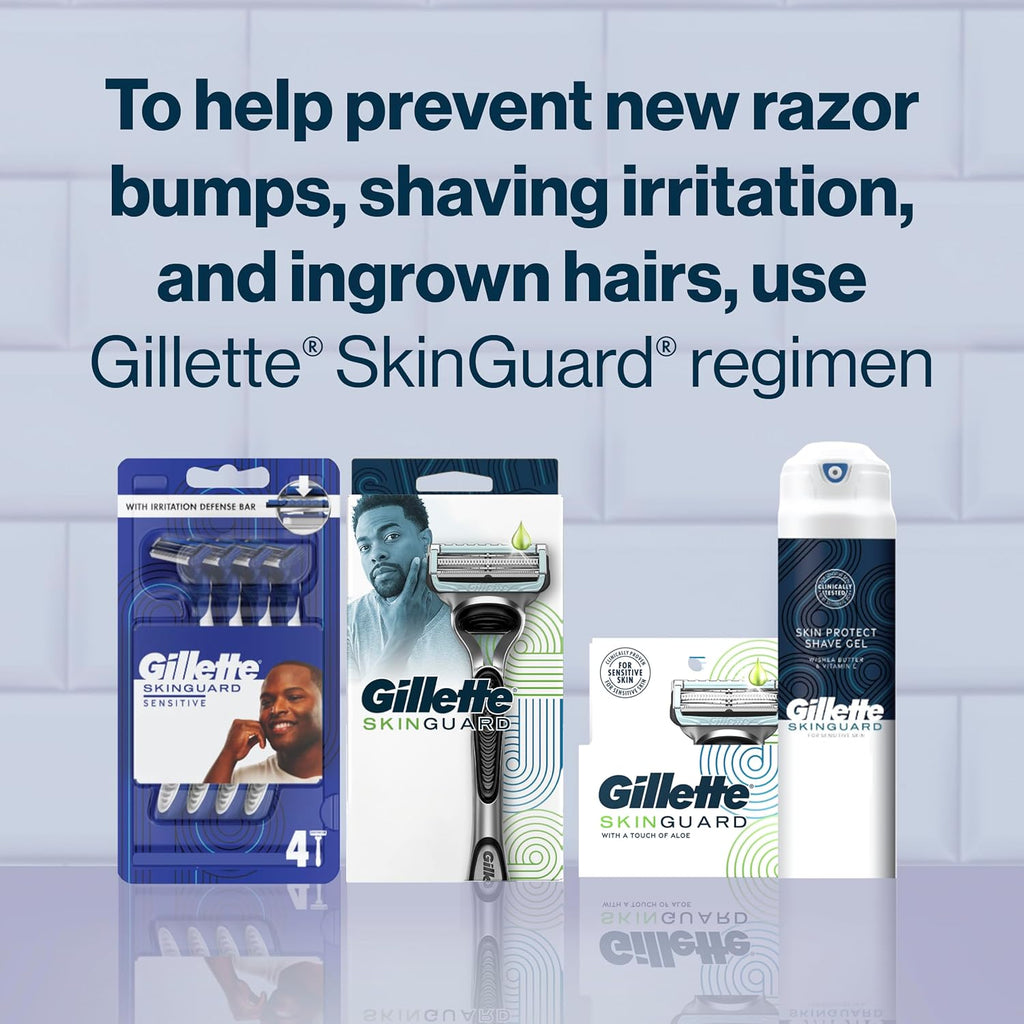 Gillette SkinGuard Razors for Men, 1 Razor Handle and 2 Razor Blade Refills, Designed for Men with Sensitive Skin, Razor Bumps, and Shaving Irritation