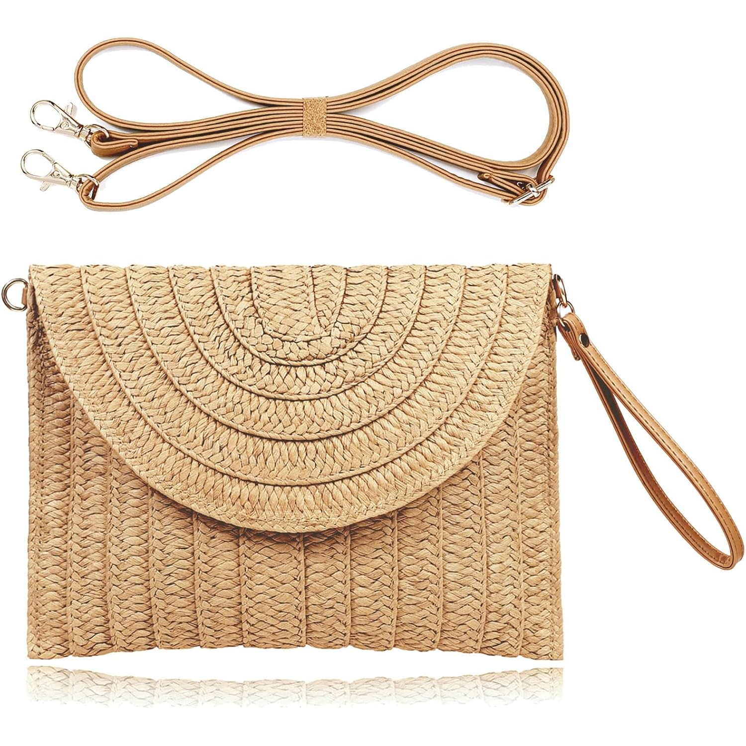 COOKOOKY Straw Clutch Handbag Summer Beach Straw Purse for Women woven Envelope Bag | Straw, Summer, Beach, woven, Straw, Summer