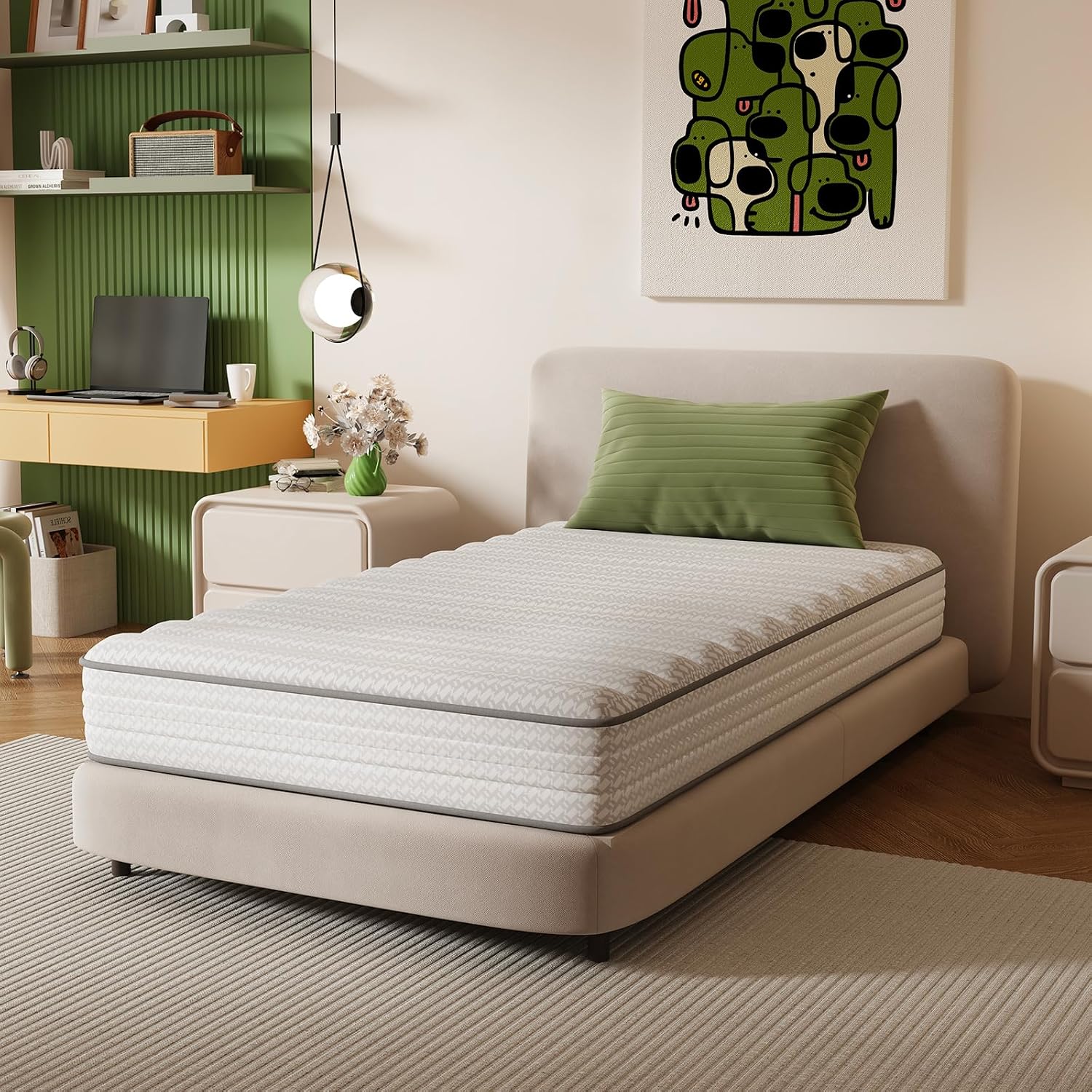 Novilla Twin Mattress, 6 Inch Twin Size Mattresses In A Box With Smarts™ Coil For Pressure Relief, Medium Plush Foam And Spring Hybrid Colchones With Certipur-Us Certified