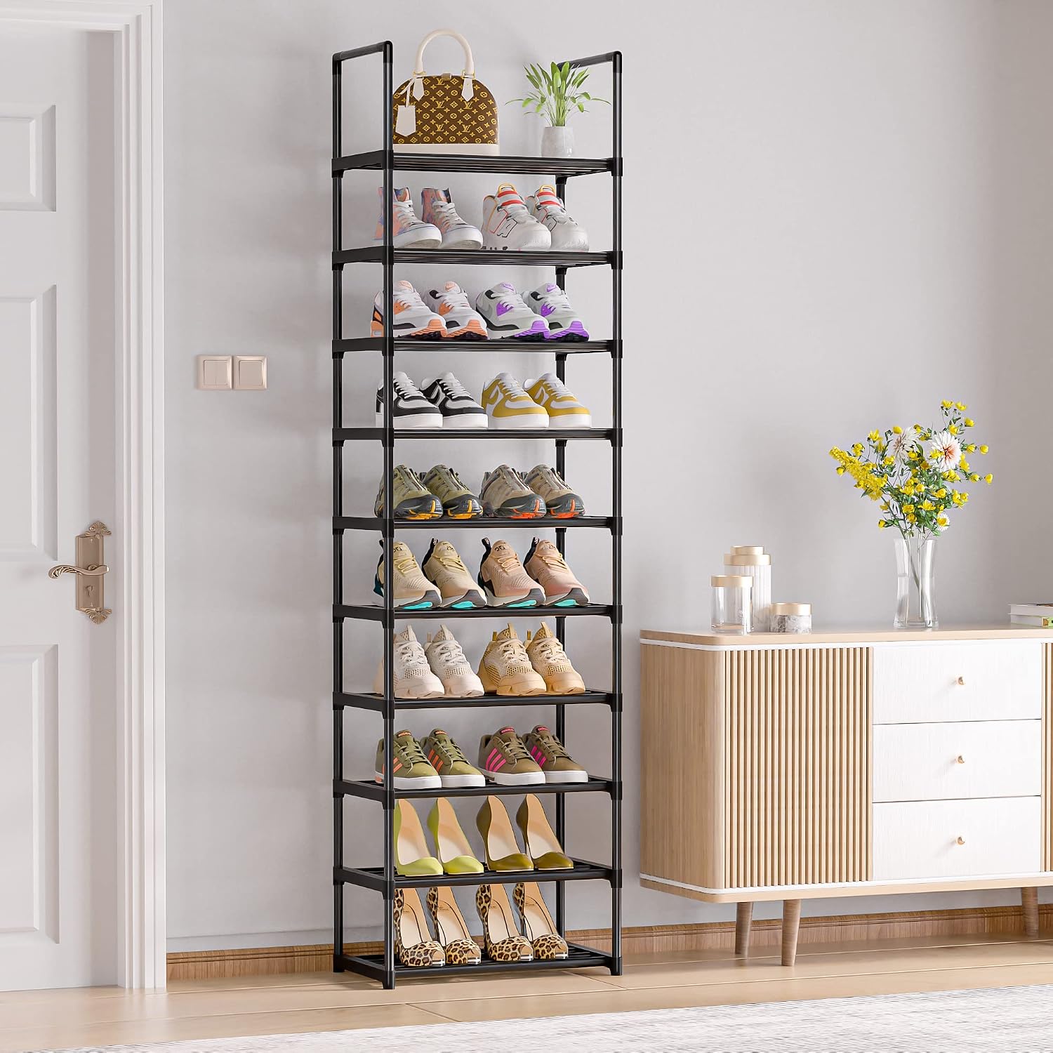 Sturdy Metal Organizer For Narrow Closets, Shoe Shelf Stand