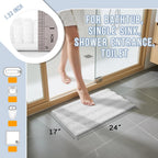Yimobra Bathroom Rug Mat, Non Slip and Super Absorbent Bath Mat, Machine Washable Quick Dry, Ultra Plush Chenille Shower Rugs for Bathroom Floor Sink Tub and Shower Outside, White, 24 x 17
