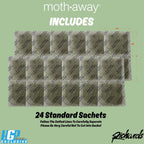 Richards Homewares Moth Away Sachets – 24-Pack Natural Herbal Moth Repellent, Non-Toxic & Chemical-Free, Fresh Scent For Drawers, Closets & Storage Bins – Made In Usa