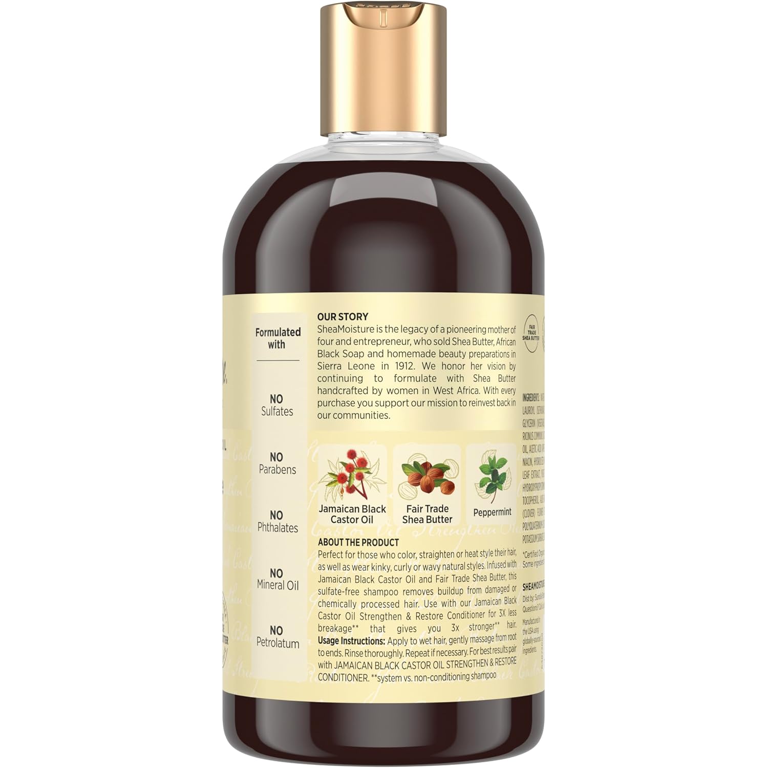 Sheamoisture Strengthen And Restore Shampoo Pure Jamaican Black Castor Oil For Damaged Hair To Cleanse And Nourish Hair 13 Fl Oz