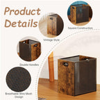 Huxitocan Retro Office Trash Can, Iron And Wood Combination Bedroom Garbage Can, Rectangular Design Wastebasket With Handle, Industrial Style Trash Can For Home Office, 4.5 Gallon (Patent Pending)
