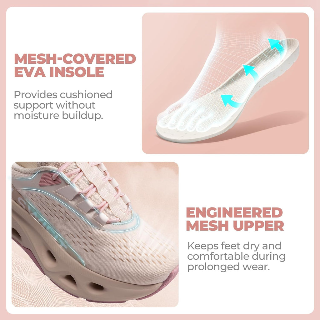 Allswifit Women'S Slip On Walking Shoes Cushioning Hands Free Non Slip Breathable Comfort Workout Running Jogging Gym Athletic Tennis Moveslide Fashion Sneakers