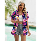 Lomon Women'S Summer Hawaiian Shirts Floral Short Sleeve Button Down Shirts Hawaii Tropical Beach Tops Outfits