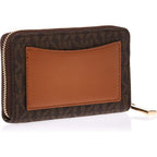 Michael Kors Jet Set Small Zip Around Card Case, Gold-Tone Hardware/Brown/Acorn