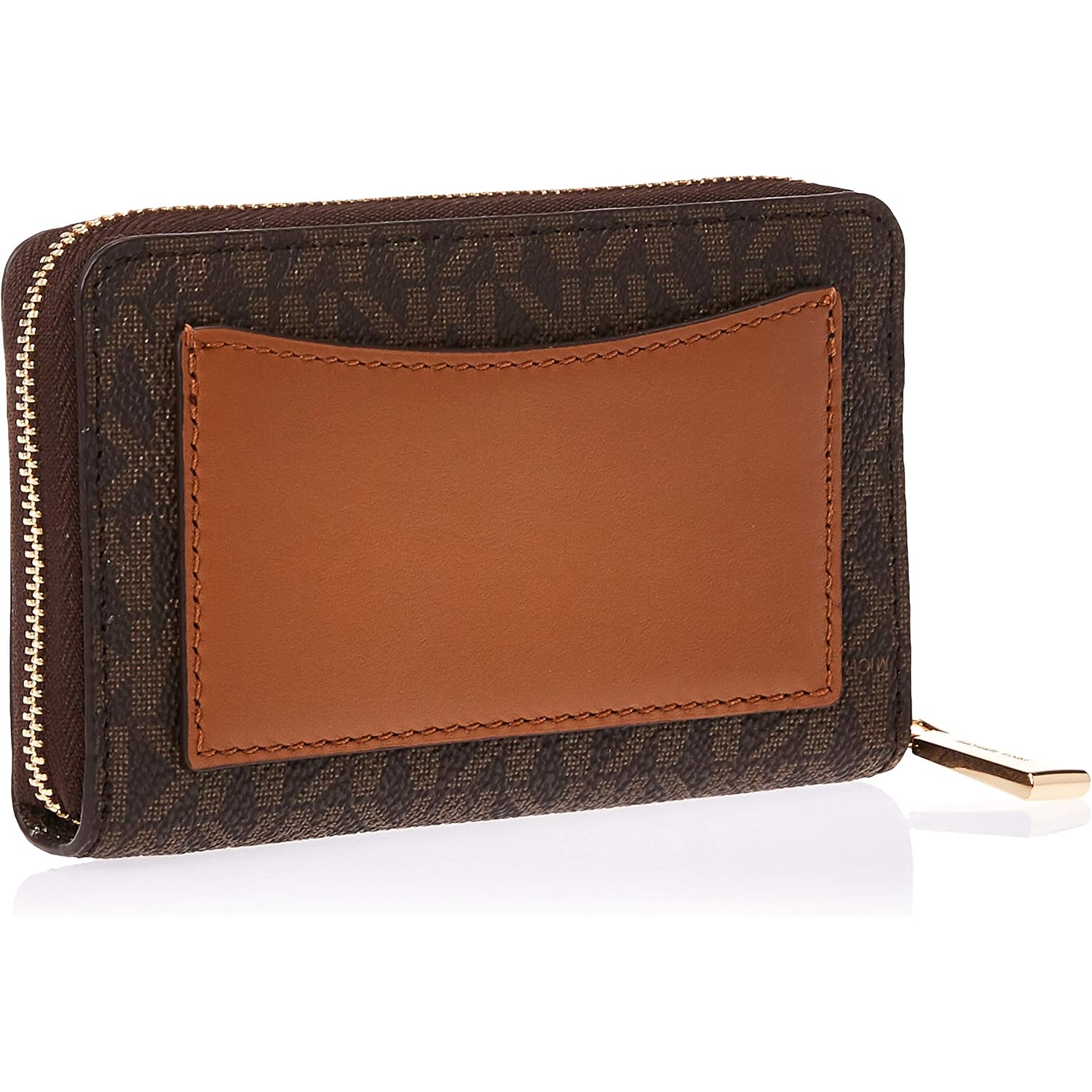 Michael Kors Jet Set Small Zip Around Card Case, Gold-Tone Hardware/Brown/Acorn
