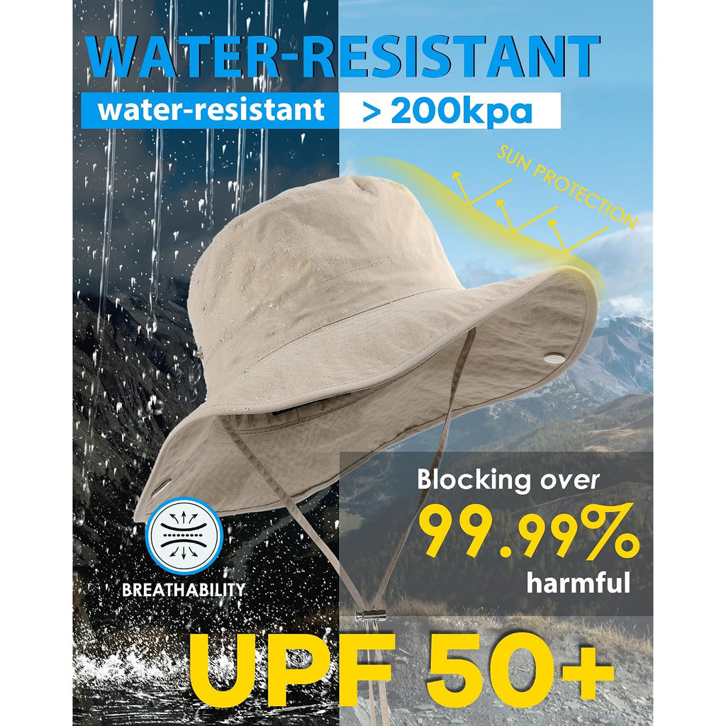 Waterproof Bucket Rain Hat For Women Wide Brim Summer Upf50+ Cowboy Sun Hat Men Foldable Soft Floppy Beach Hat