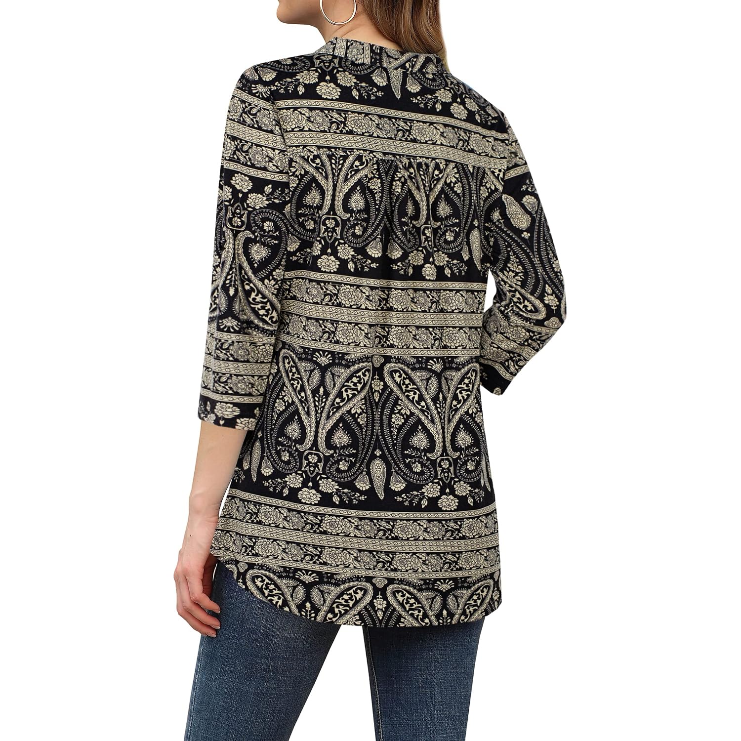 Bepei Womens Tops Dressy Casual 3/4 Sleeve Blouses V Neck Business Work Shirts