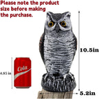 2 Pack Fake Horned Owl Bird Scarecrow Decoy 10.5 Inch Height, Plastic Deterrents, Halloween Decoration, Nature Enemy Pest Repellent For Outdoor Garden Yard